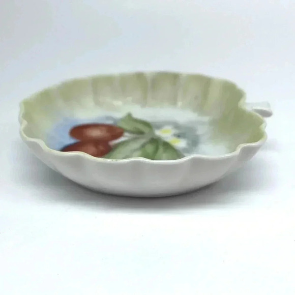 3 Vintage Pear & Apple Shaped Hand Painted TRINKET DISHES Fruit & Flowers - Picture 5 of 13